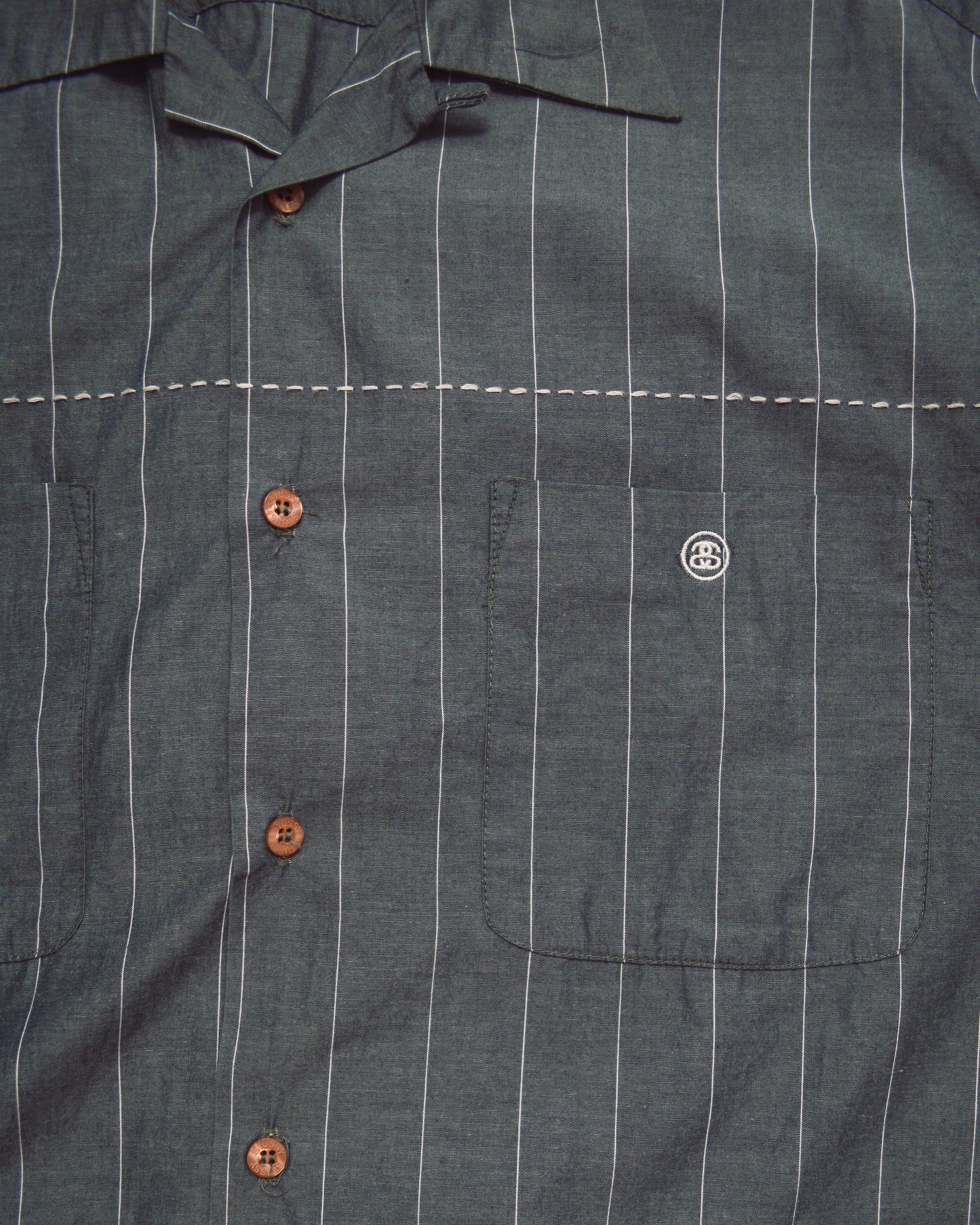 Pinstriped Grey Boxy S-S Link Shirt (~L~)
