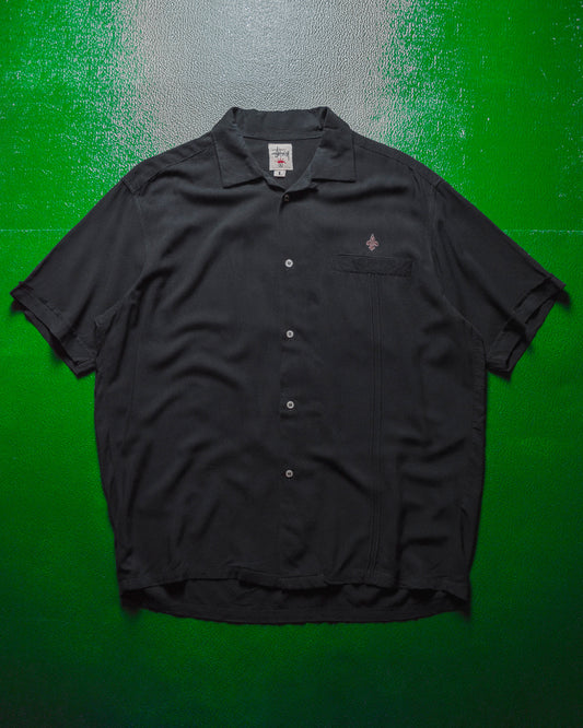1994 Black Rayon Oxford Cramden Boxy Shirt (L~XL)