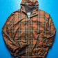 Brown Yellow Red Plaid Nylon Windbreaker Jacket (~L~)