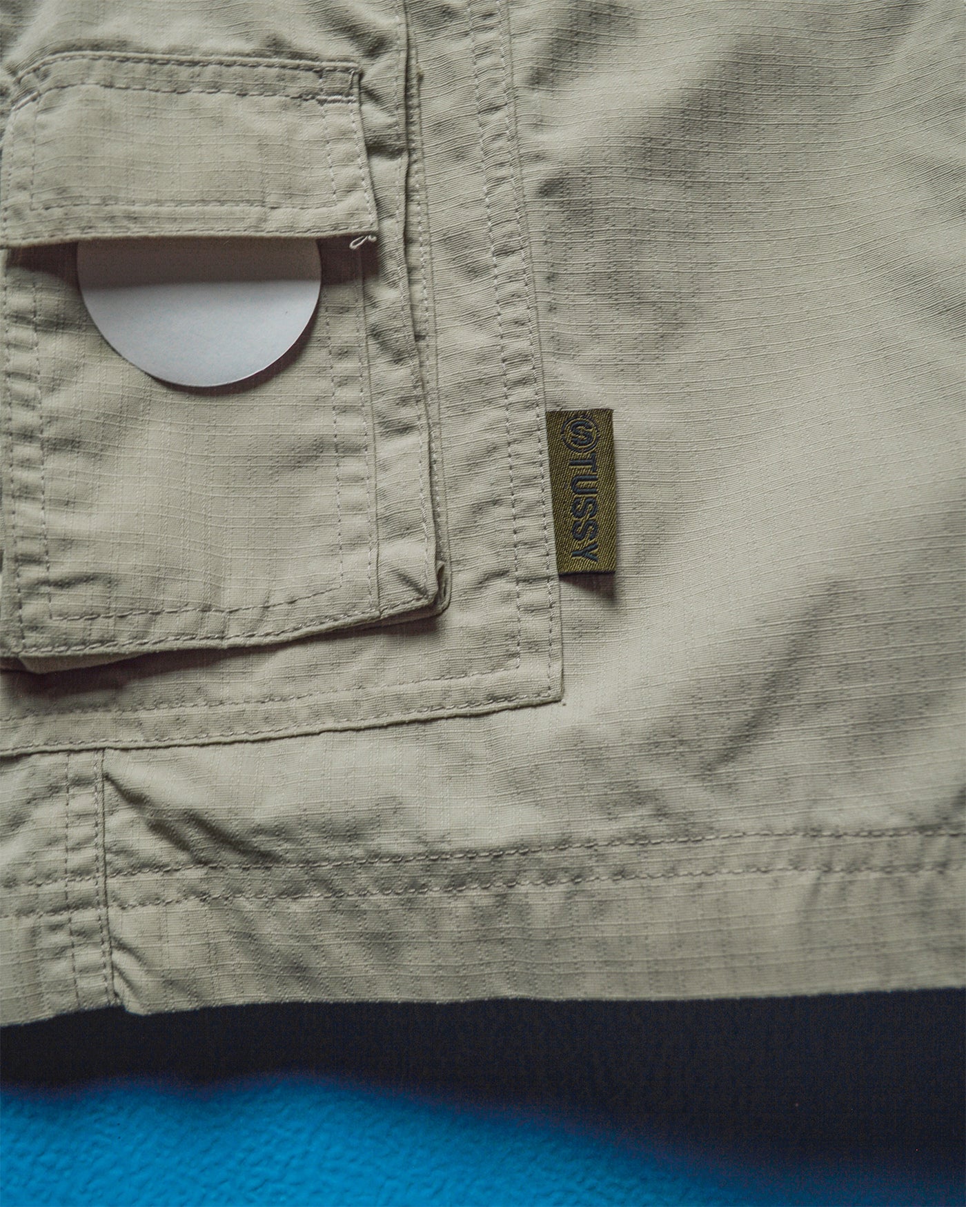 Surplus Beige Asymmetrical Multi-Pocket Ripstop Cargo Shorts ( 33 )