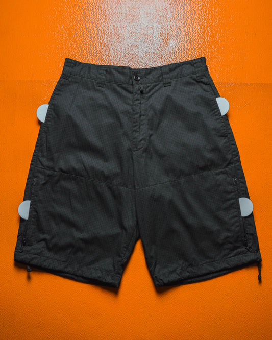 Tonal Black Houndstooth Pattern Side Pocket Cargo Shorts ( 30 & 32)