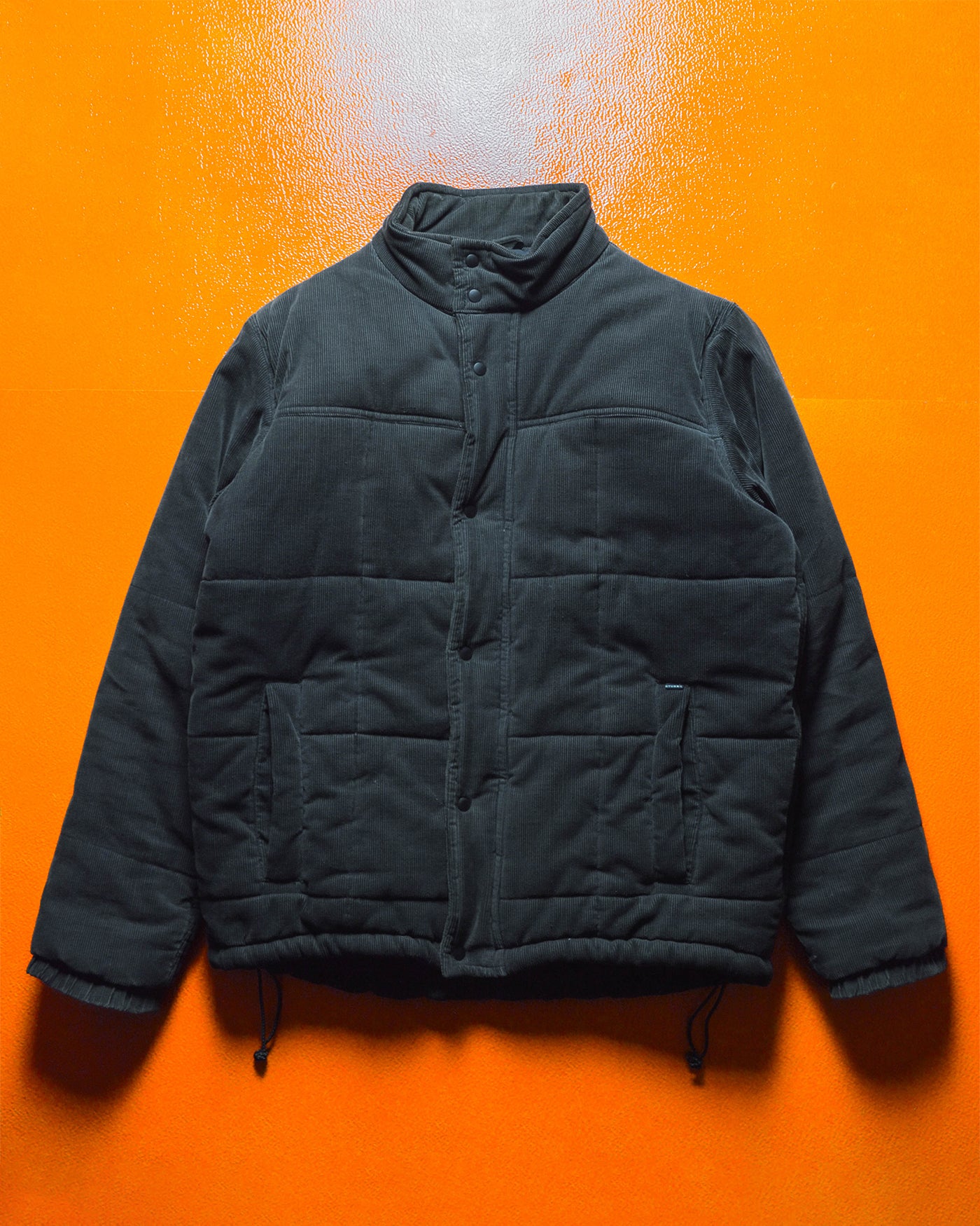 Washed Black Corduroy Puffer Jacket (S)