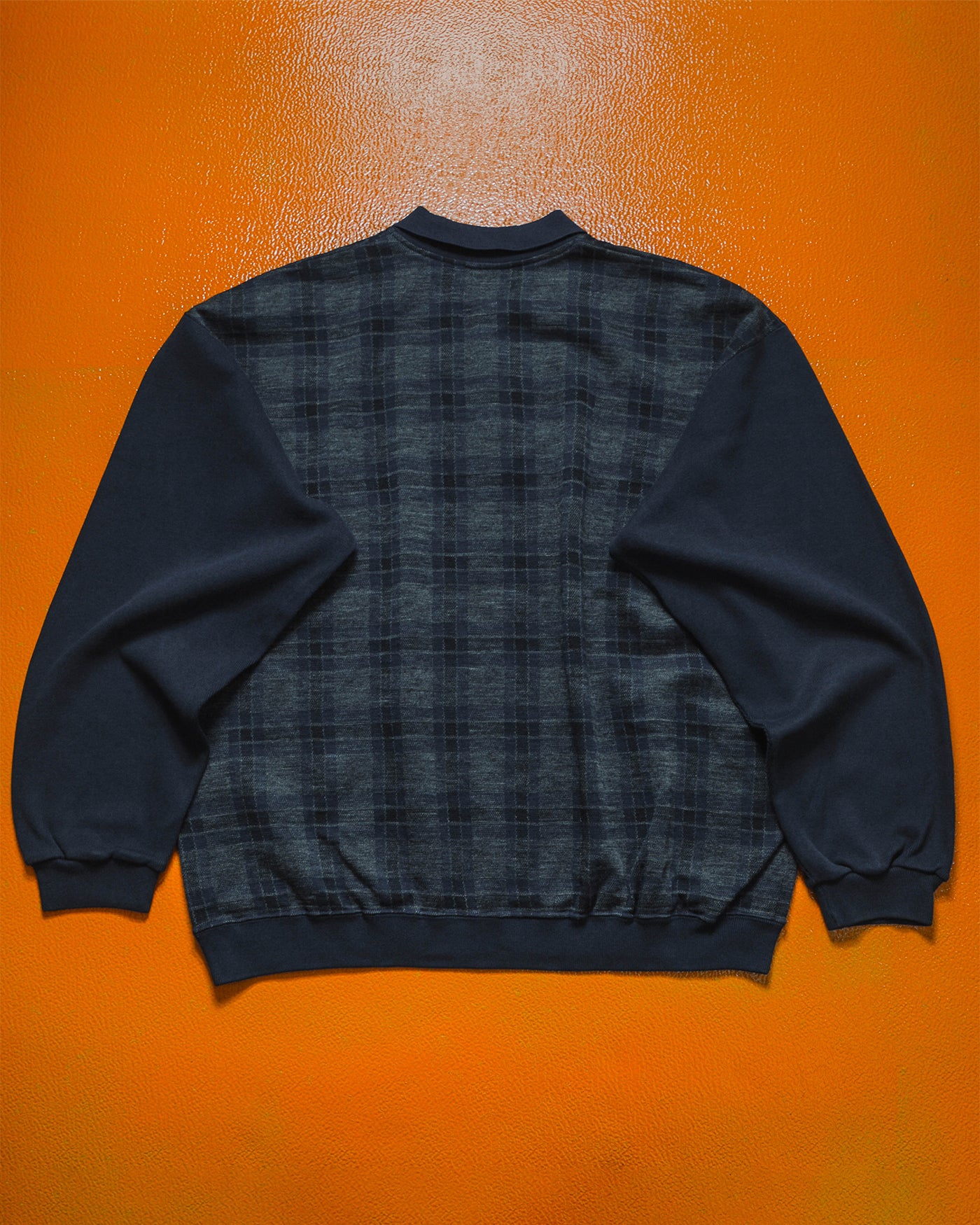 Navy Plaid Body Wool Knit Polo (~M~)