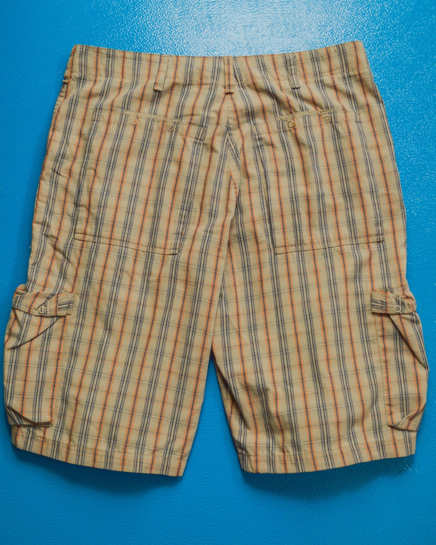 Stussy Beige Plaid Multi Pocket Cargo Shorts (30 & 32 & 33)