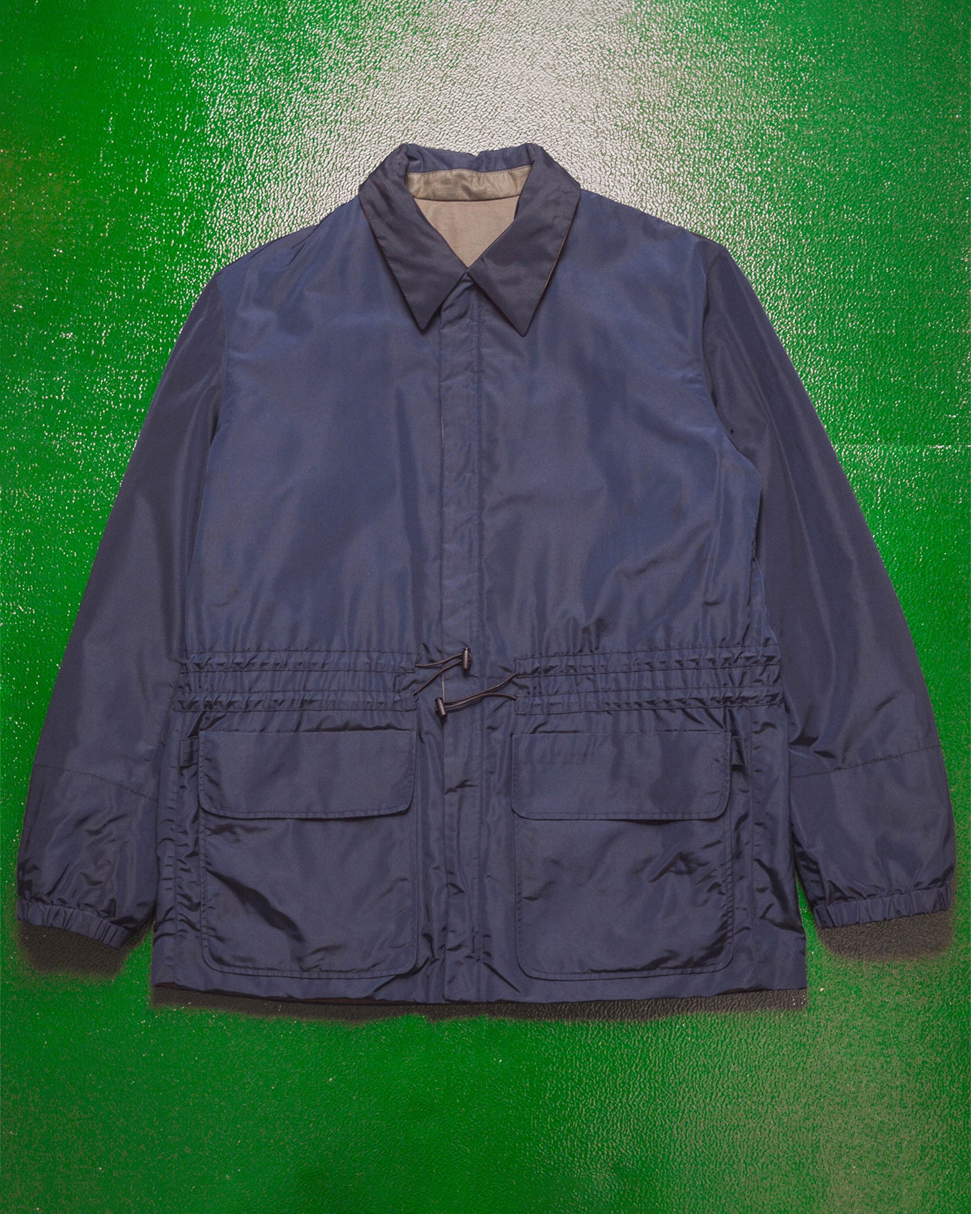 Alain Mikli Reversible Navy Olive Brown Jacket (M) – shop