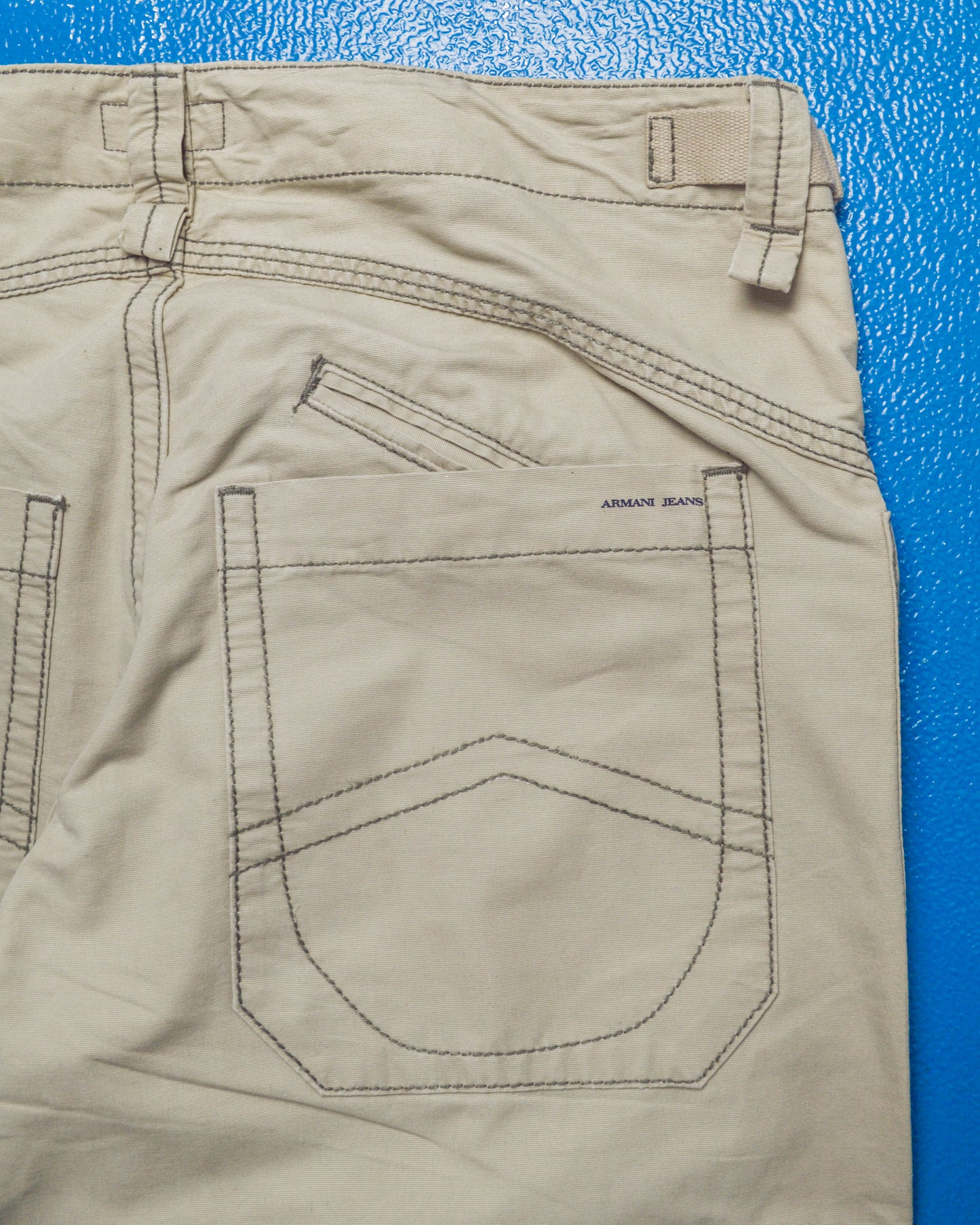 Contrast Stitch Baggy 3-d Pocket Cream Cargo Pants (34~38)
