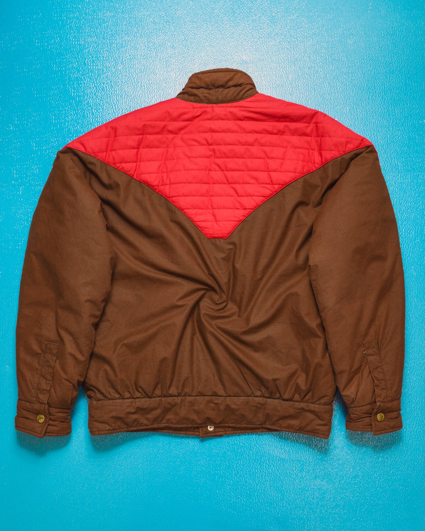 80s Contrast Yoke Brown  Red Padded Jacket (~M~)