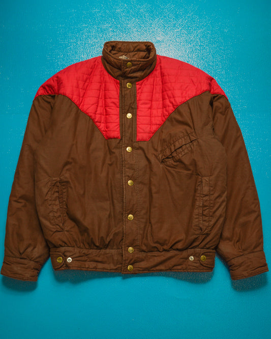 80s Contrast Yoke Brown  Red Padded Jacket (~M~)