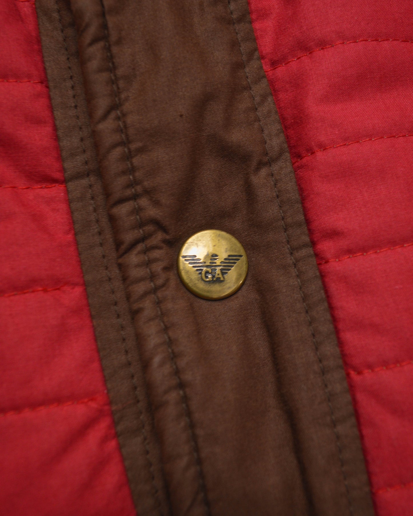 80s Contrast Yoke Brown  Red Padded Jacket (~M~)