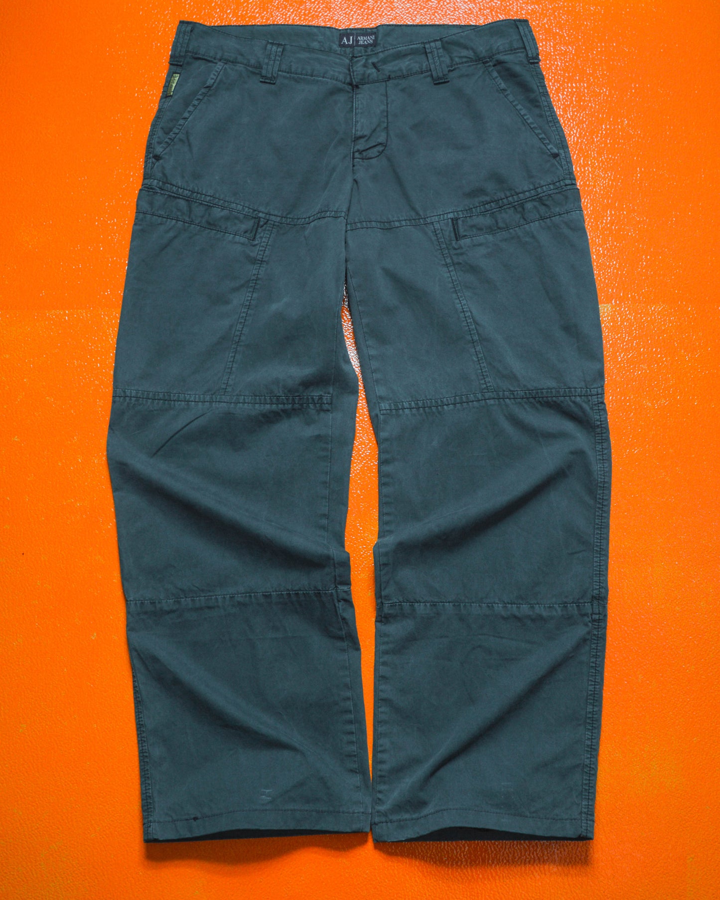 Grey Side Slant Pocket Panelled Cargo Pants (~34~)