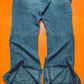 Relaxed Asymmetrical Medium Wash Blue Denim Cargo Pants (36~38)