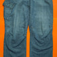 Relaxed Asymmetrical Medium Wash Blue Denim Cargo Pants (36~38)
