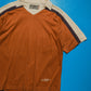 Brown Black Cream Panelled Graphic Polo (S~M)