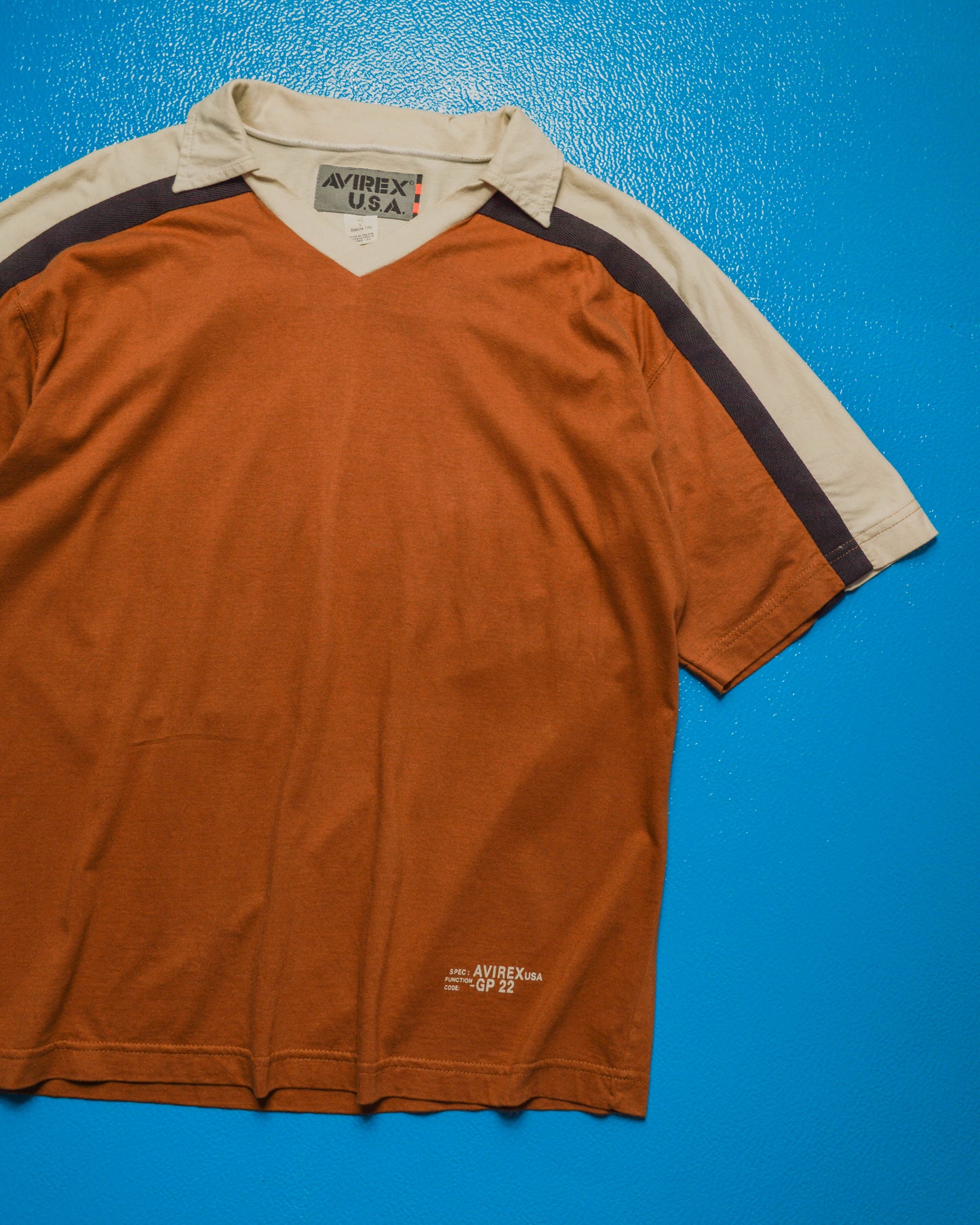 Brown Black Cream Panelled Graphic Polo (S~M)