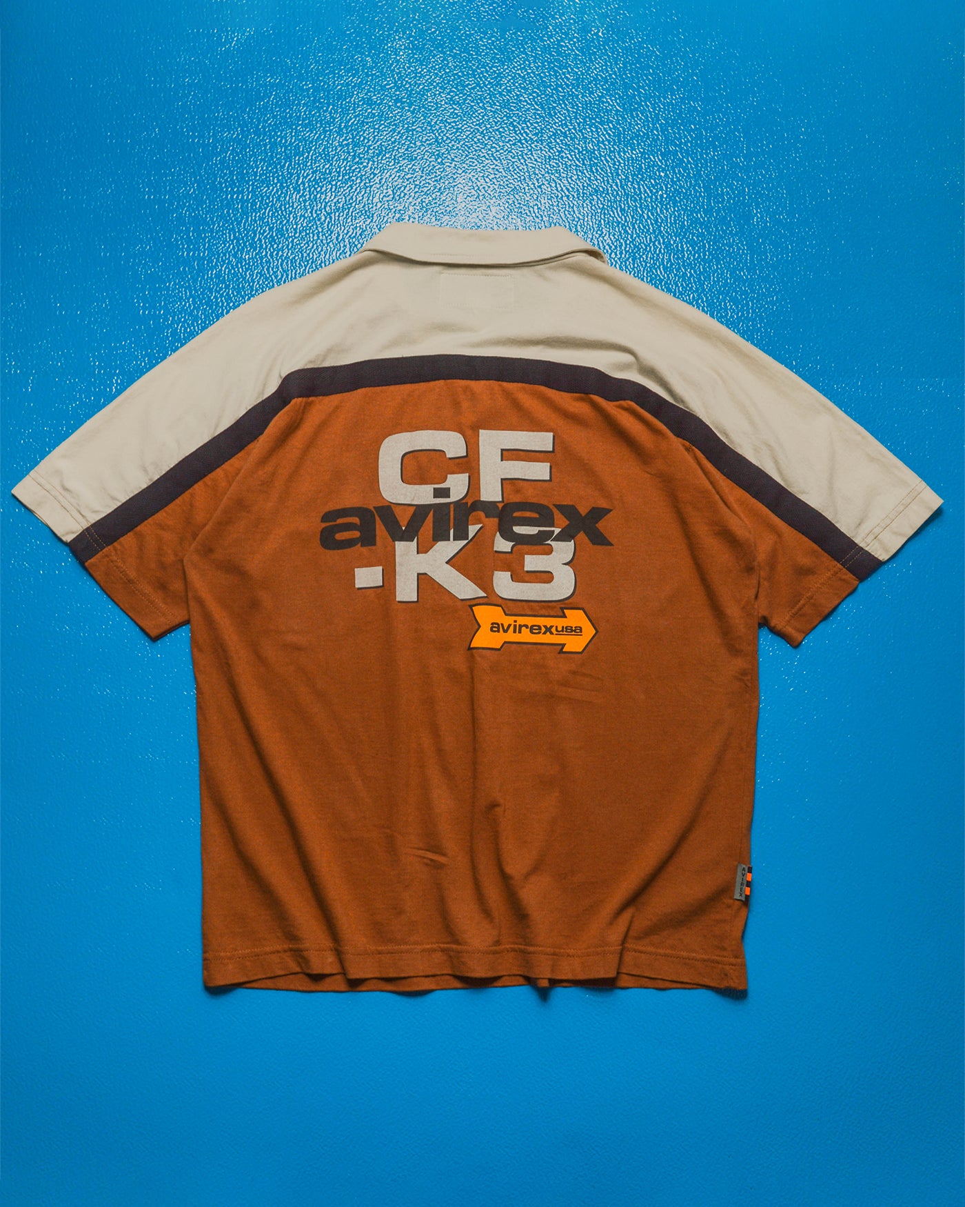 Brown Black Cream Panelled Graphic Polo (S~M)