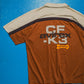 Brown Black Cream Panelled Graphic Polo (S~M)