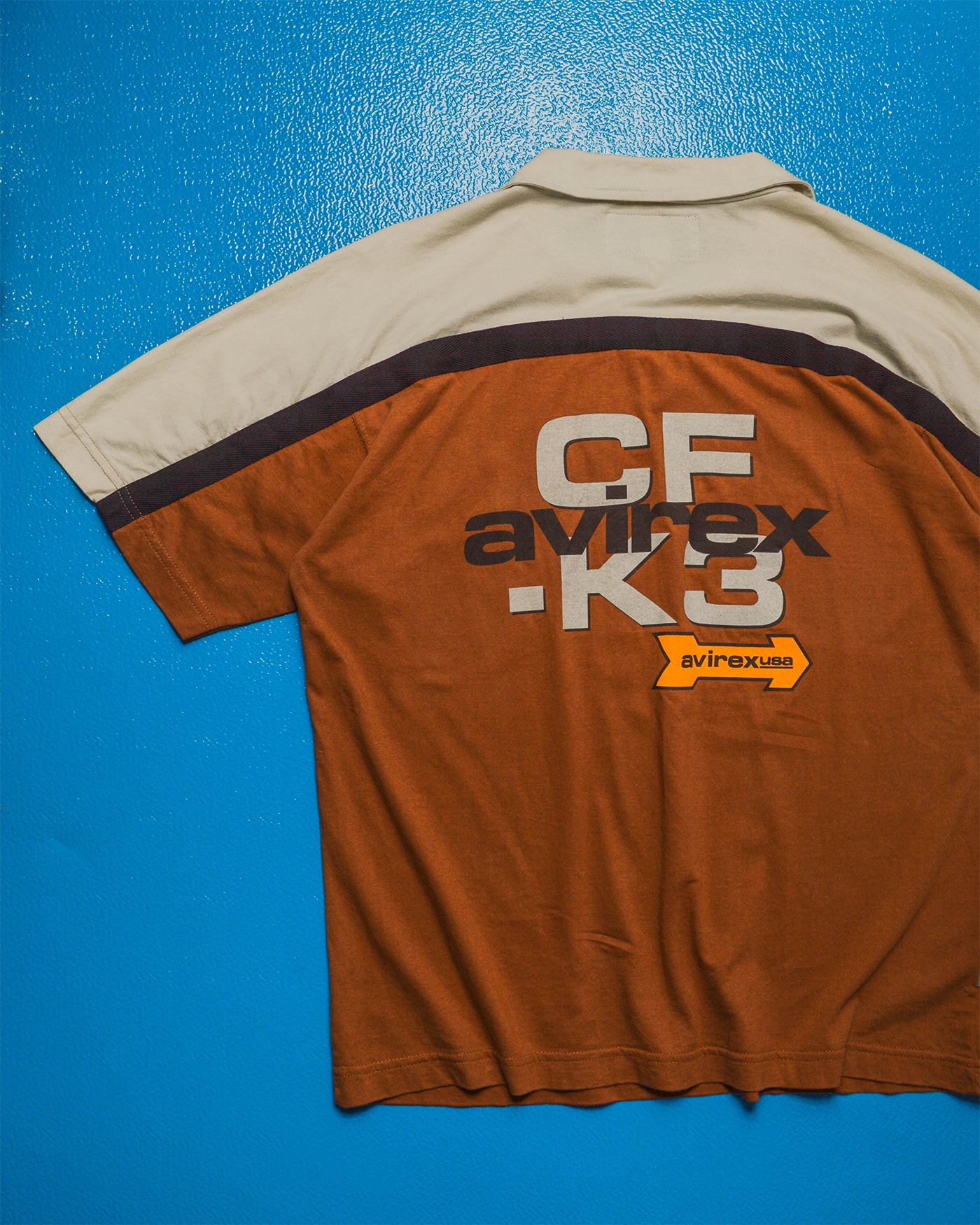 Brown Black Cream Panelled Graphic Polo (S~M)