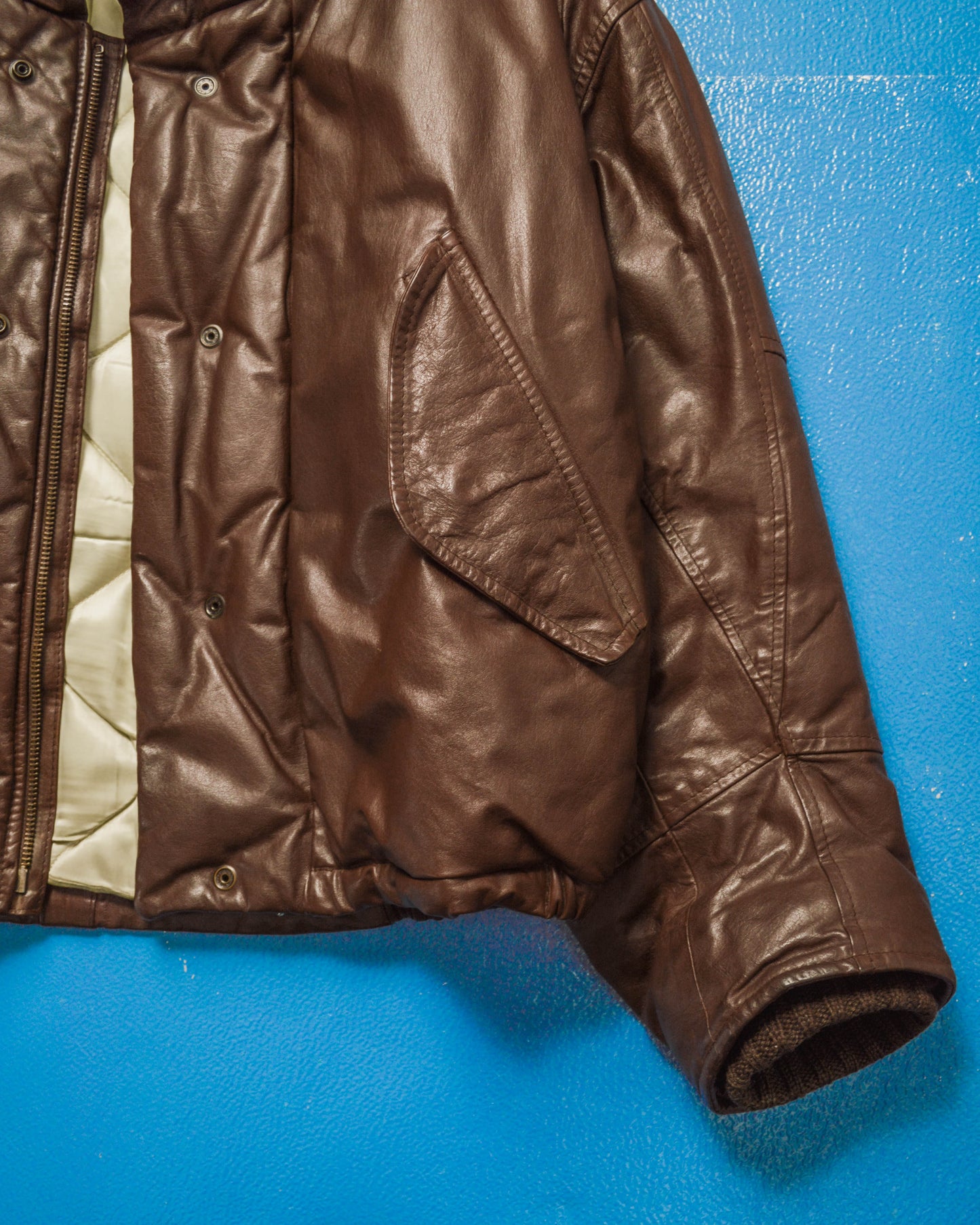 80s Heavy Deep Brown Leather Flight Jacket (~L~)