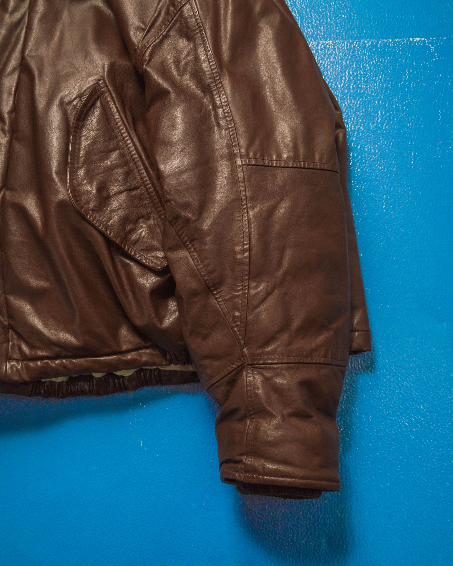 80s Heavy Deep Brown Leather Flight Jacket (~L~)