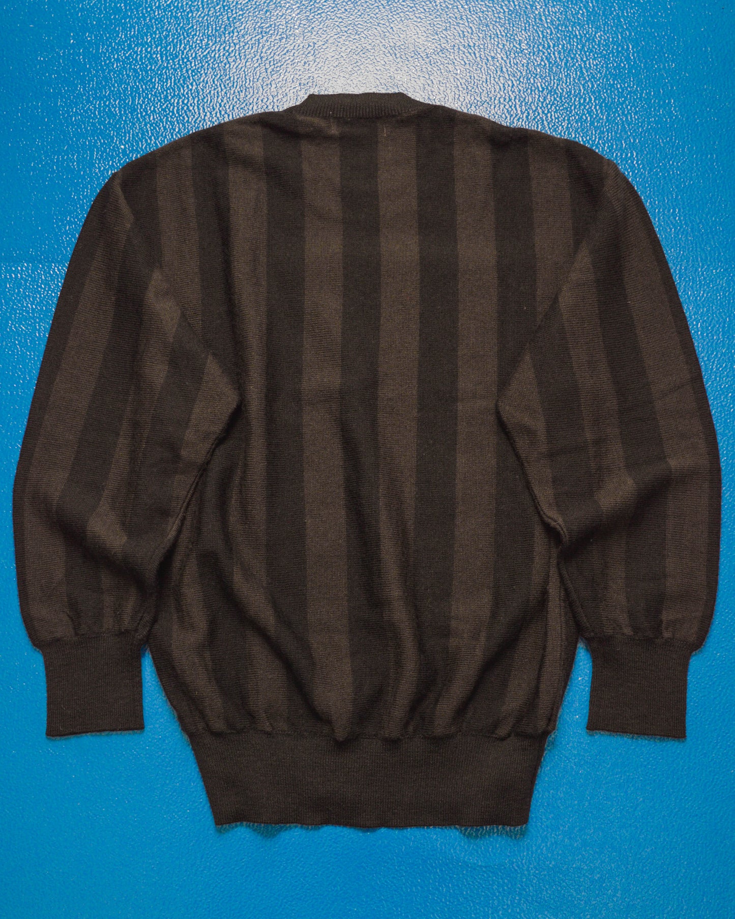 80s Vertical Striped Brown Knit Jumper (~M~)