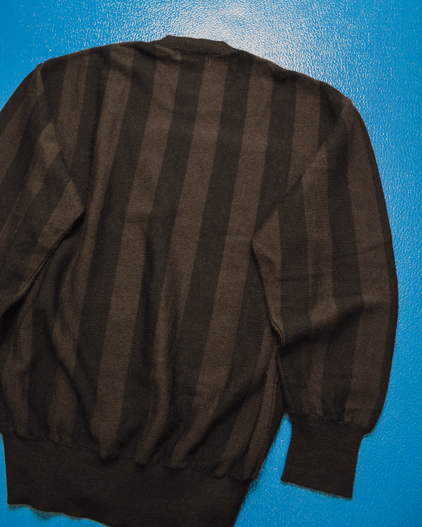 80s Vertical Striped Brown Knit Jumper (~M~)