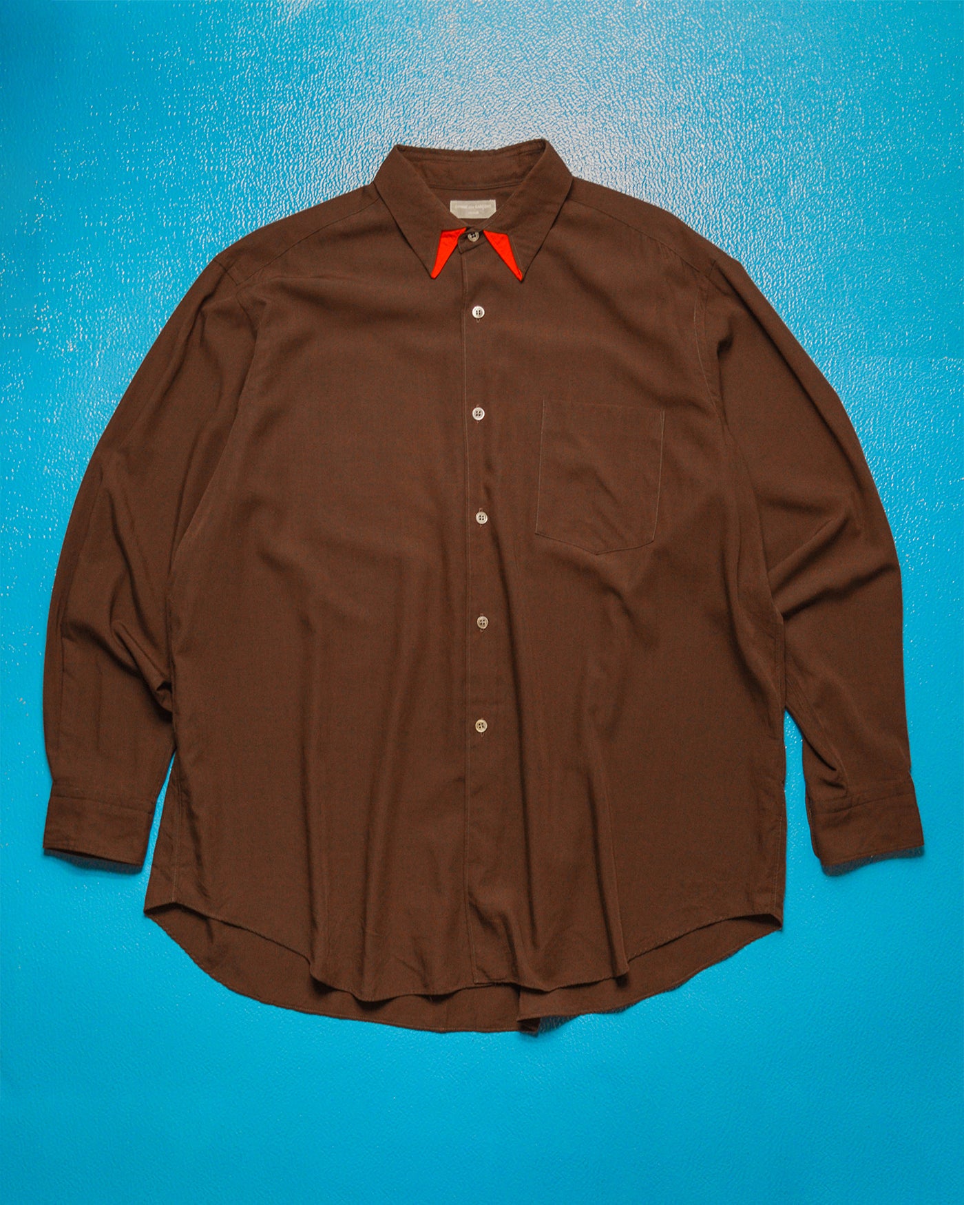 1991 Brown  Red Cut-out Collar Shirt (L~XL)