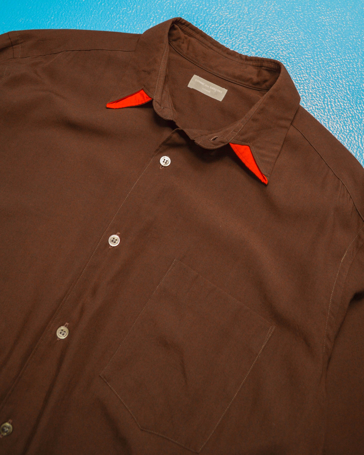 1991 Brown  Red Cut-out Collar Shirt (L~XL)