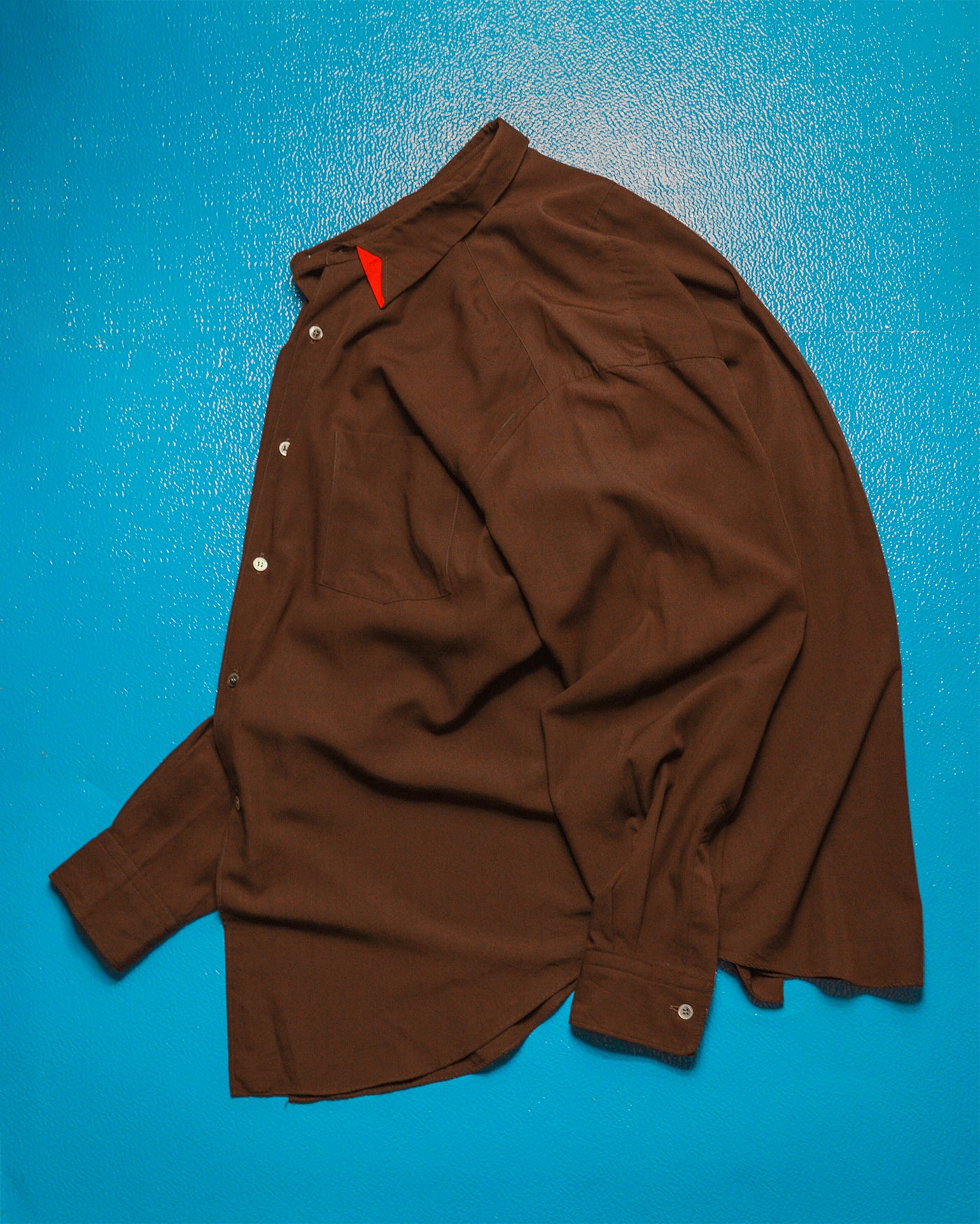 1991 Brown  Red Cut-out Collar Shirt (L~XL)