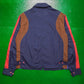 Navy  Blue  Brown  Red Panelled Lightweight Nylon Zip Up Jacket  (M)