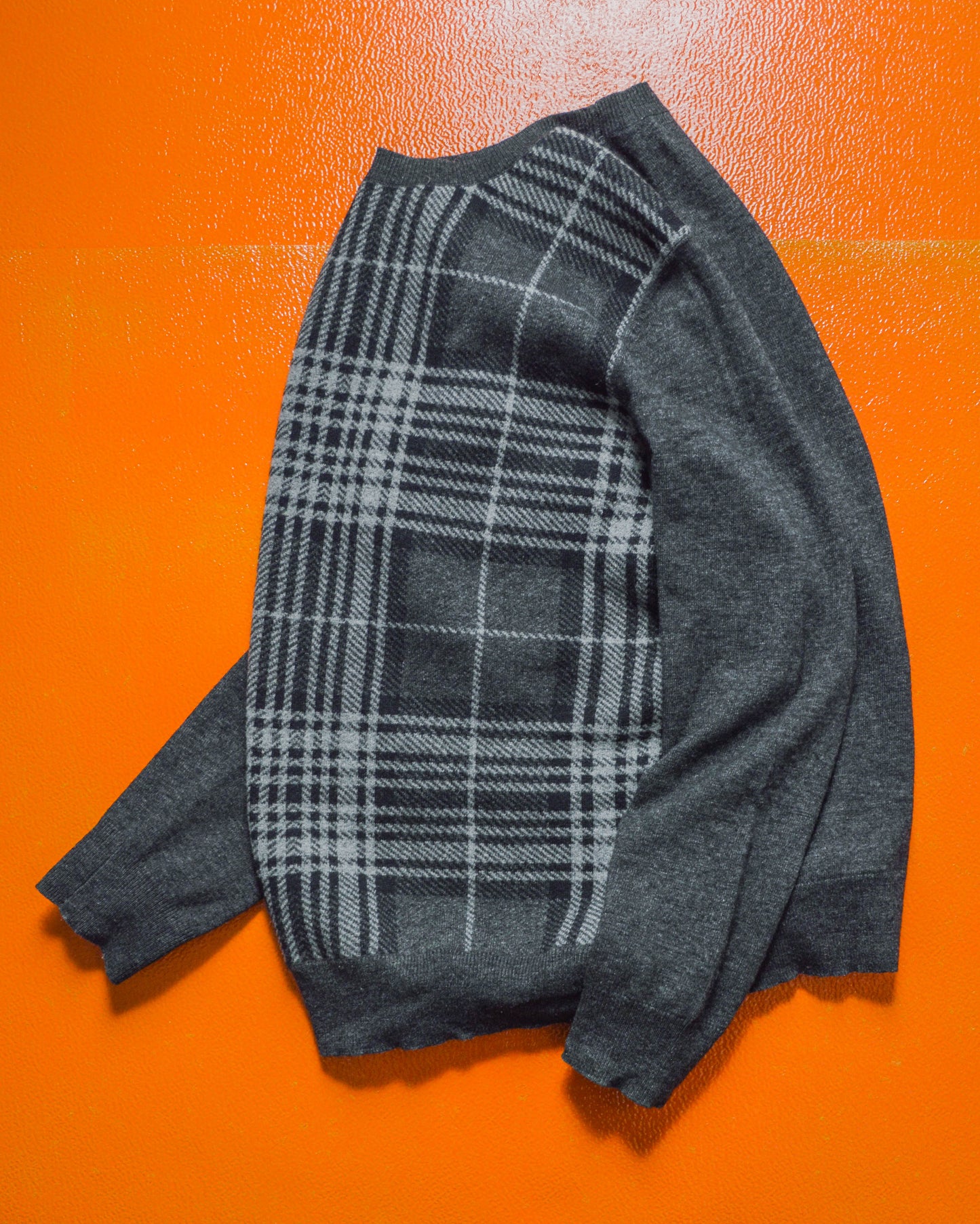 Tonal Plaid Front Knit Sweater (~M~)