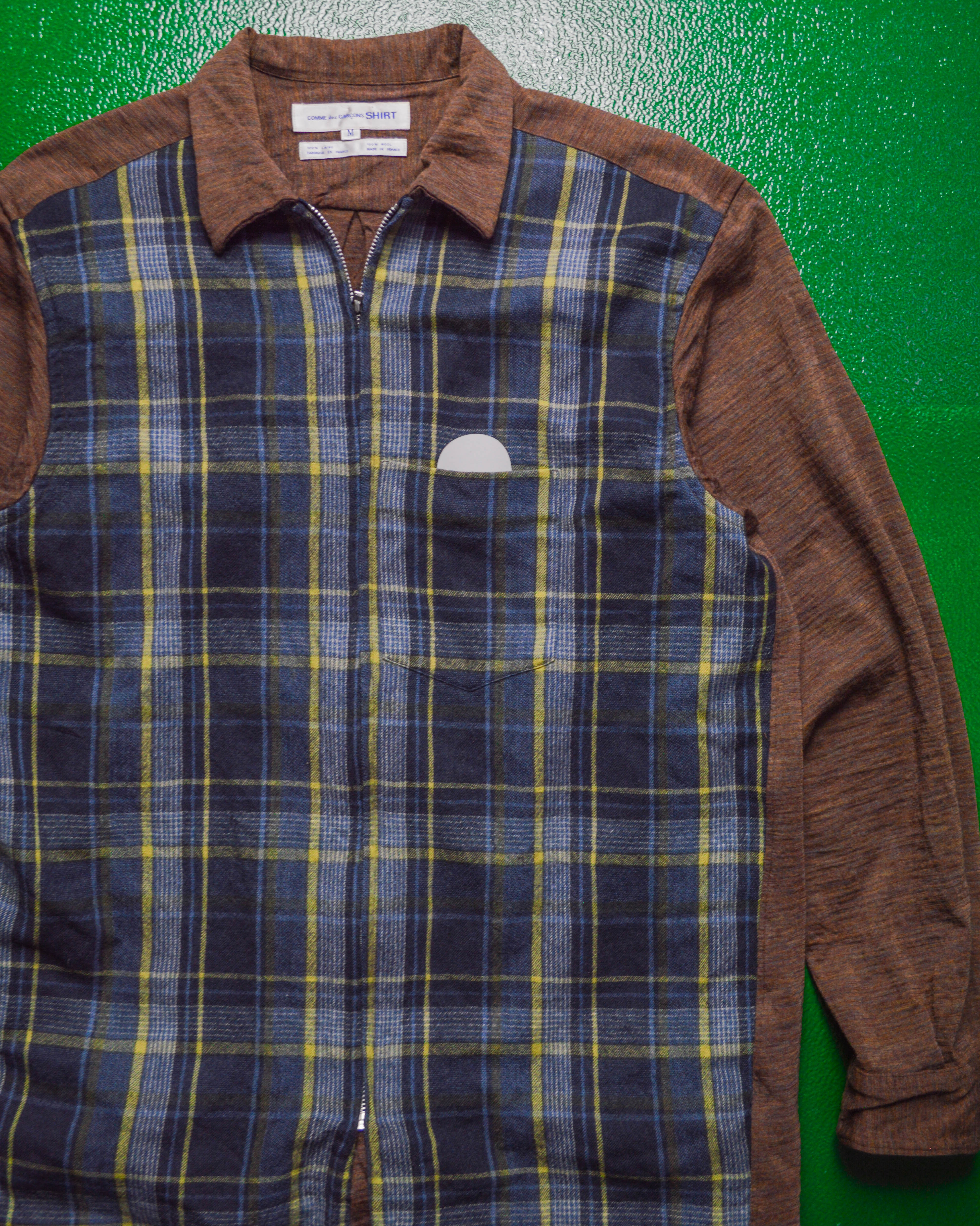 Comme des Garcons CdG Shirt Vintage 90s Plaid Front Zip Up