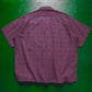 90s Boxy Plaid Red / Navy Open Collar Shortsleeve Shirt (~L~)