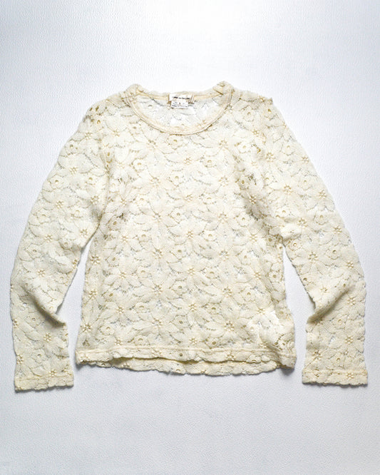 2015 Cream Floral Lace Longsleeve Wool Knit Top (S)