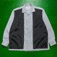 AW 2002 Blue Pinstriped Black Rayon Panelled Contrast Front Shirt (M~L)