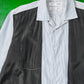AW 2002 Blue Pinstriped Black Rayon Panelled Contrast Front Shirt (M~L)