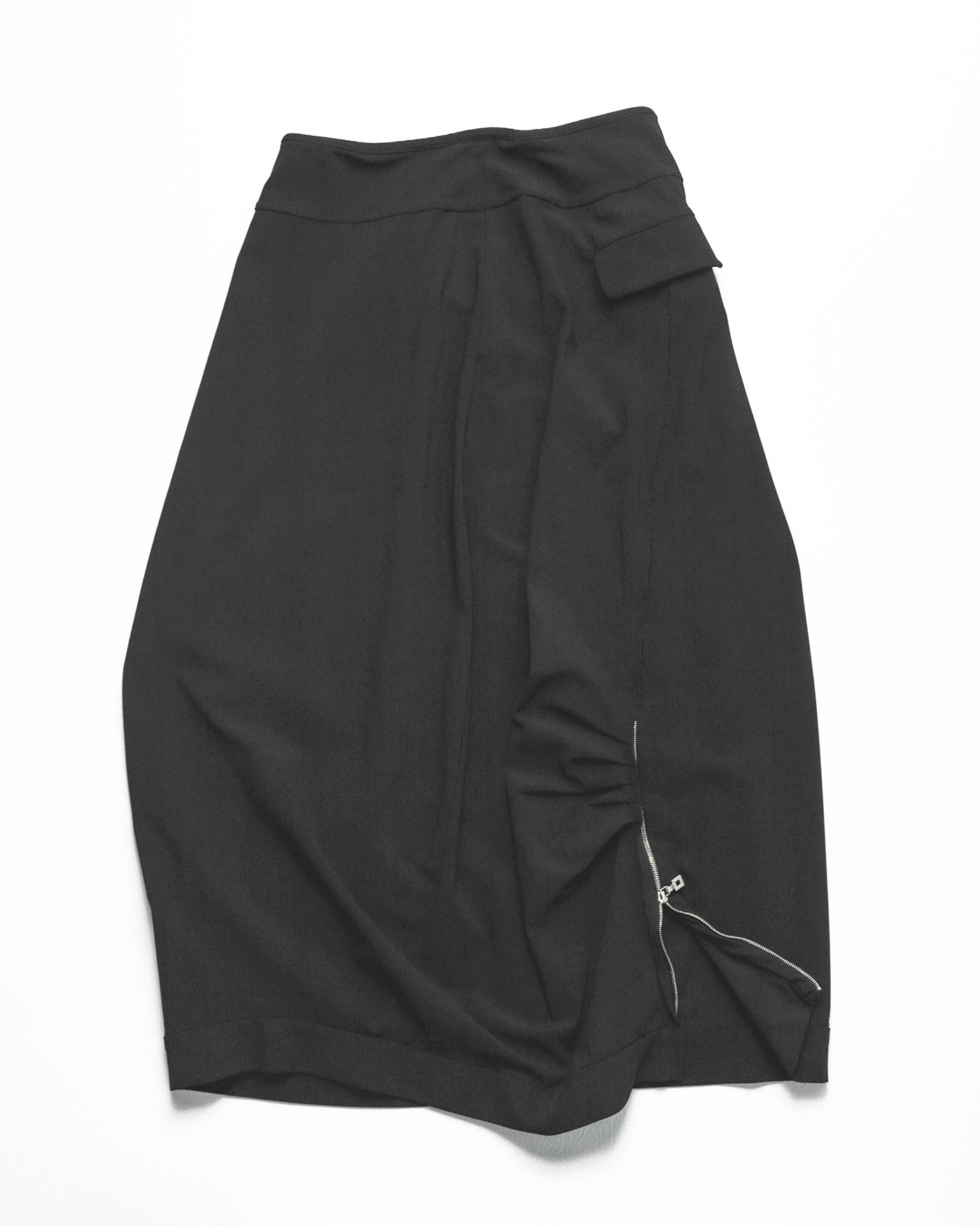 Black Dual Back Zip Balloon Style Skirt (5)