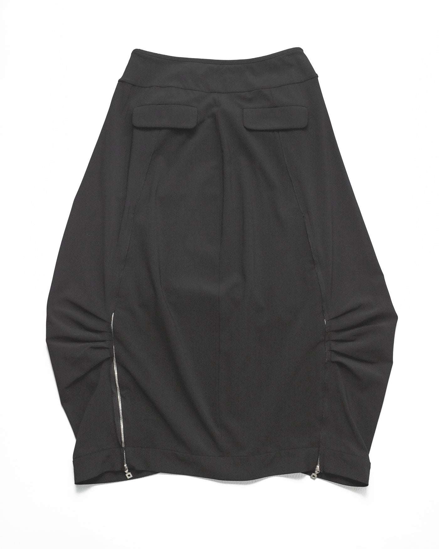 Black Dual Back Zip Balloon Style Skirt (5)