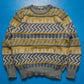 Geometric Pattern Blue / Grey / Yellow Knit Jumper (M~L)