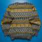 Geometric Pattern Blue / Grey / Yellow Knit Jumper (M~L)