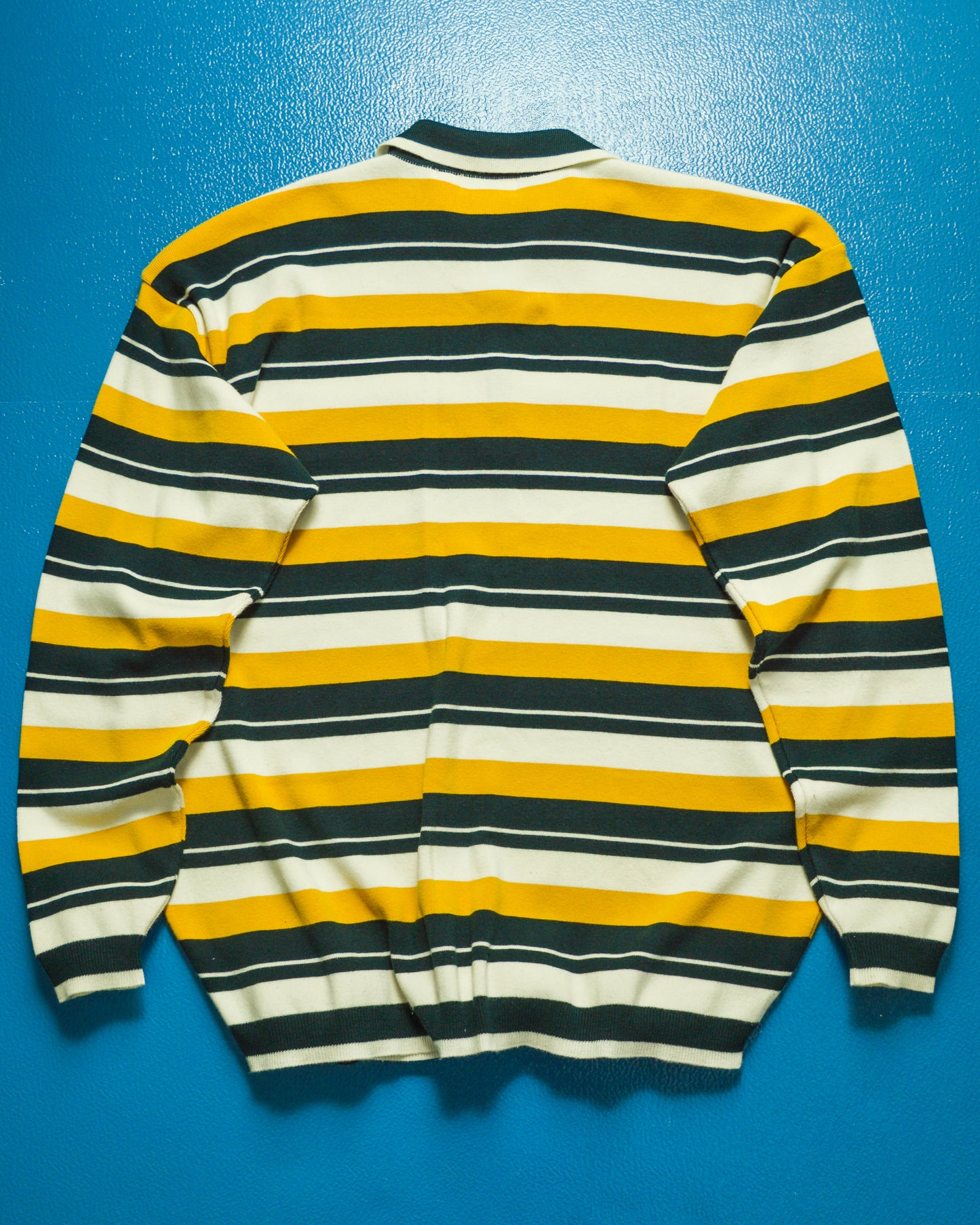 Early 2000s Striped Knit Quarter Zip Longsleeve Polo (~XL~)