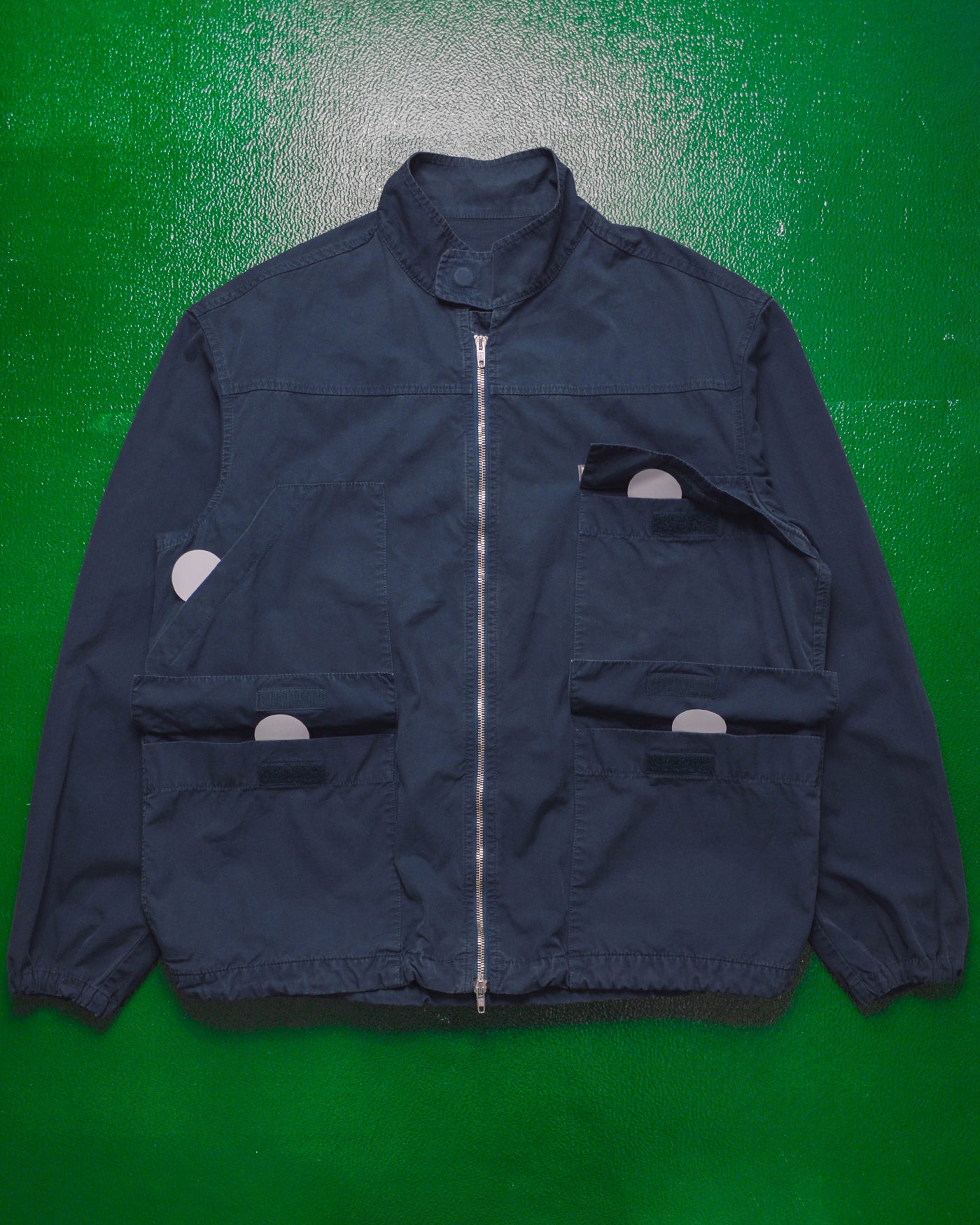 Asymmetrical Multi - Pocket  Navy Work Jacket (M~L)