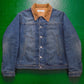 Subversive Pattern Panelled Fleece Lined Corduroy Collar Denim Jacket (M~L)