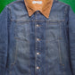 Subversive Pattern Panelled Fleece Lined Corduroy Collar Denim Jacket (M~L)