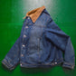 Subversive Pattern Panelled Fleece Lined Corduroy Collar Denim Jacket (M~L)