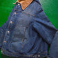 Subversive Pattern Panelled Fleece Lined Corduroy Collar Denim Jacket (M~L)