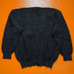 90s Tonal Argyle Textured Black Chunky Alpaca Blend Knit Cardigan (M~L)