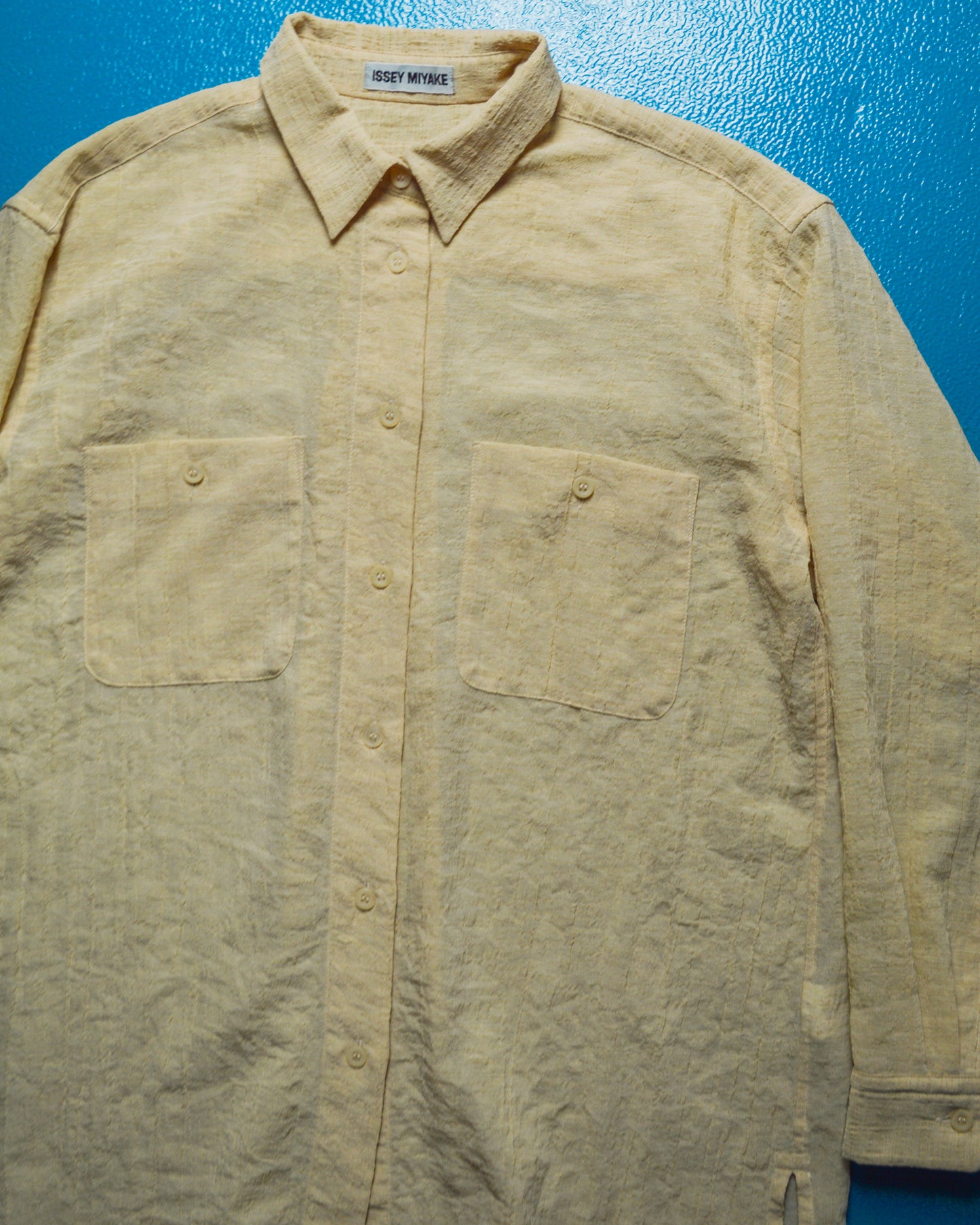 Cream Textured Sheer Oversized Shirt (~L~)