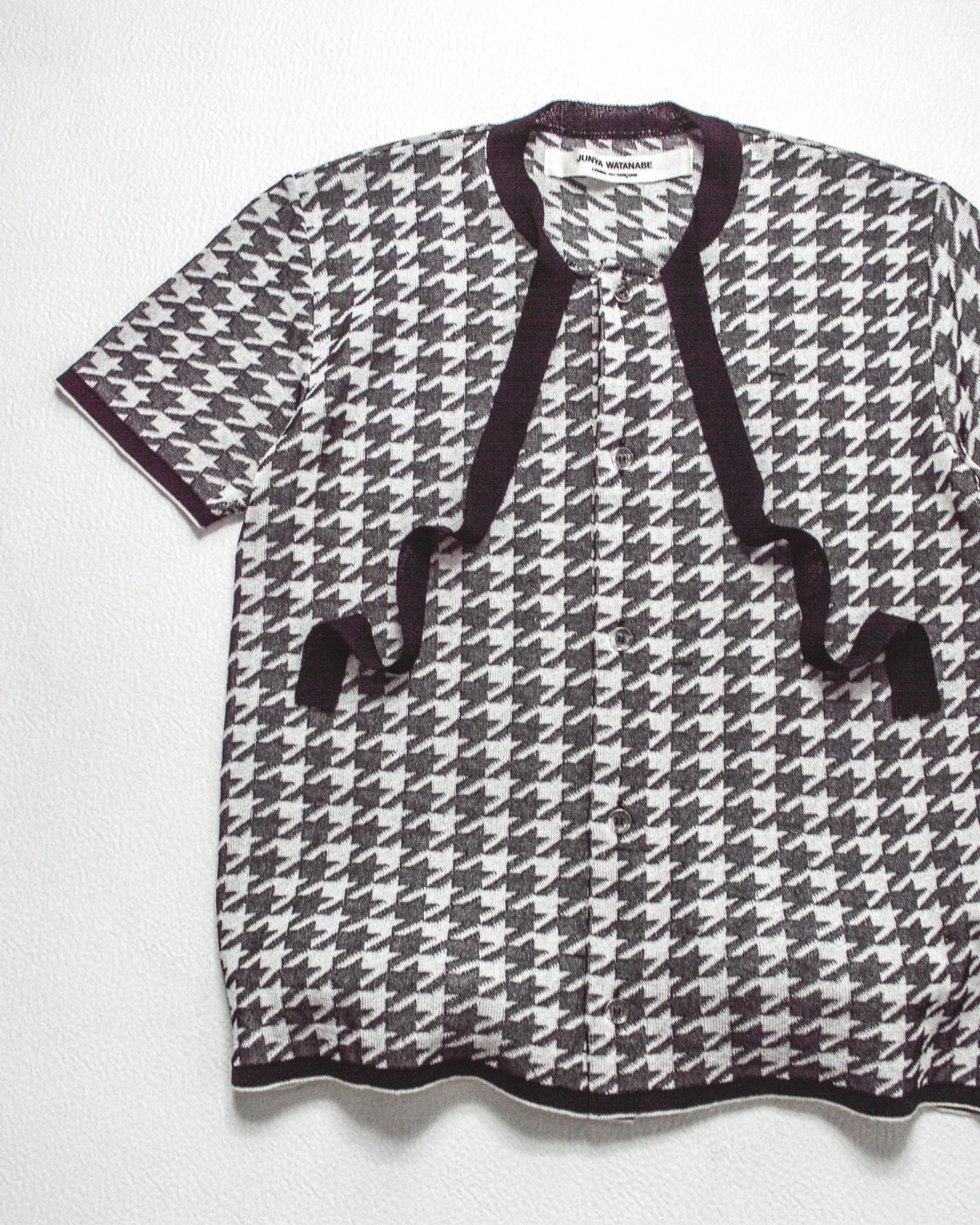 2000 Herringbone Pattern Button Up Blouse  Top