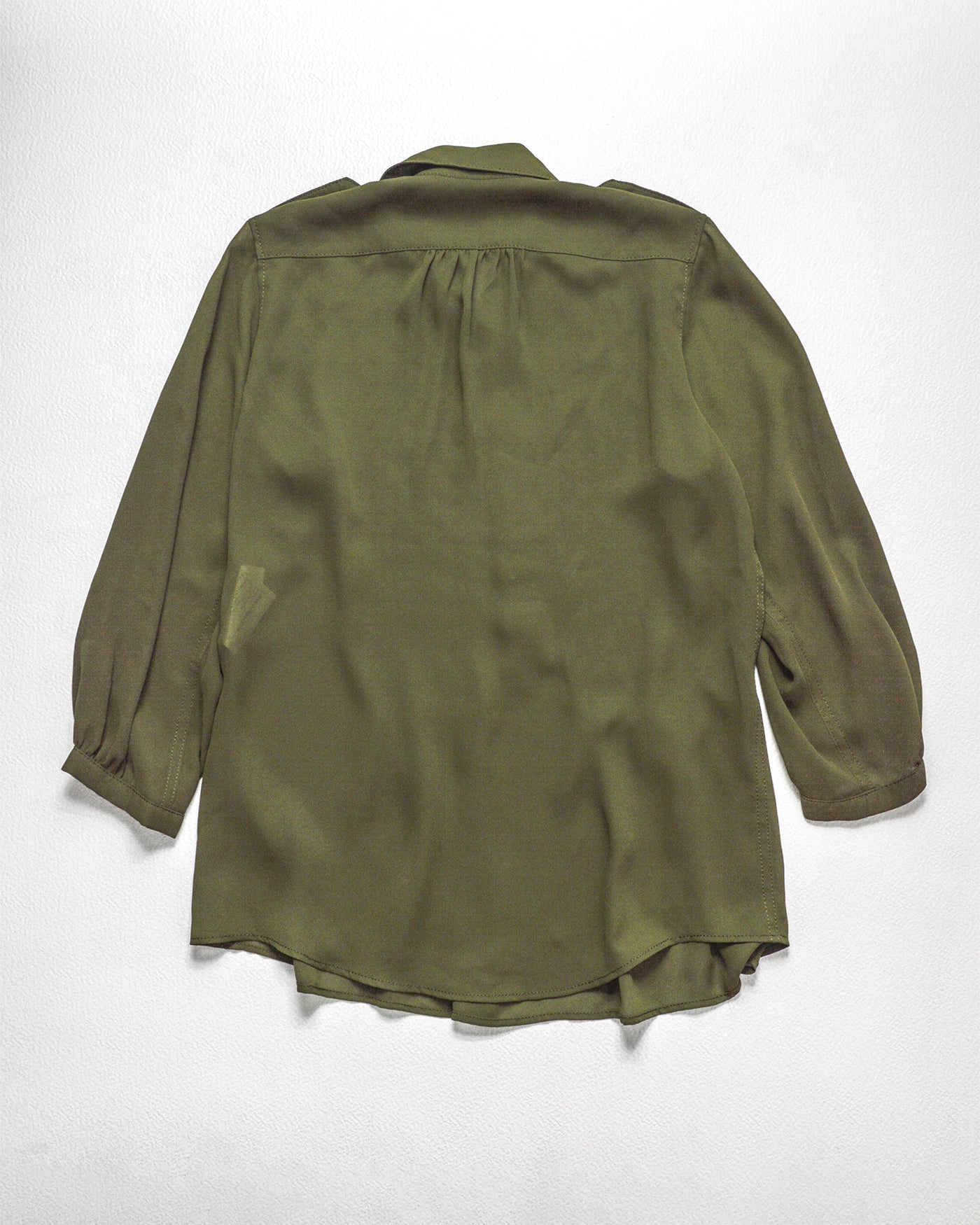 2010 Sheer Green Military Style Pleated Blouse / Top (S)