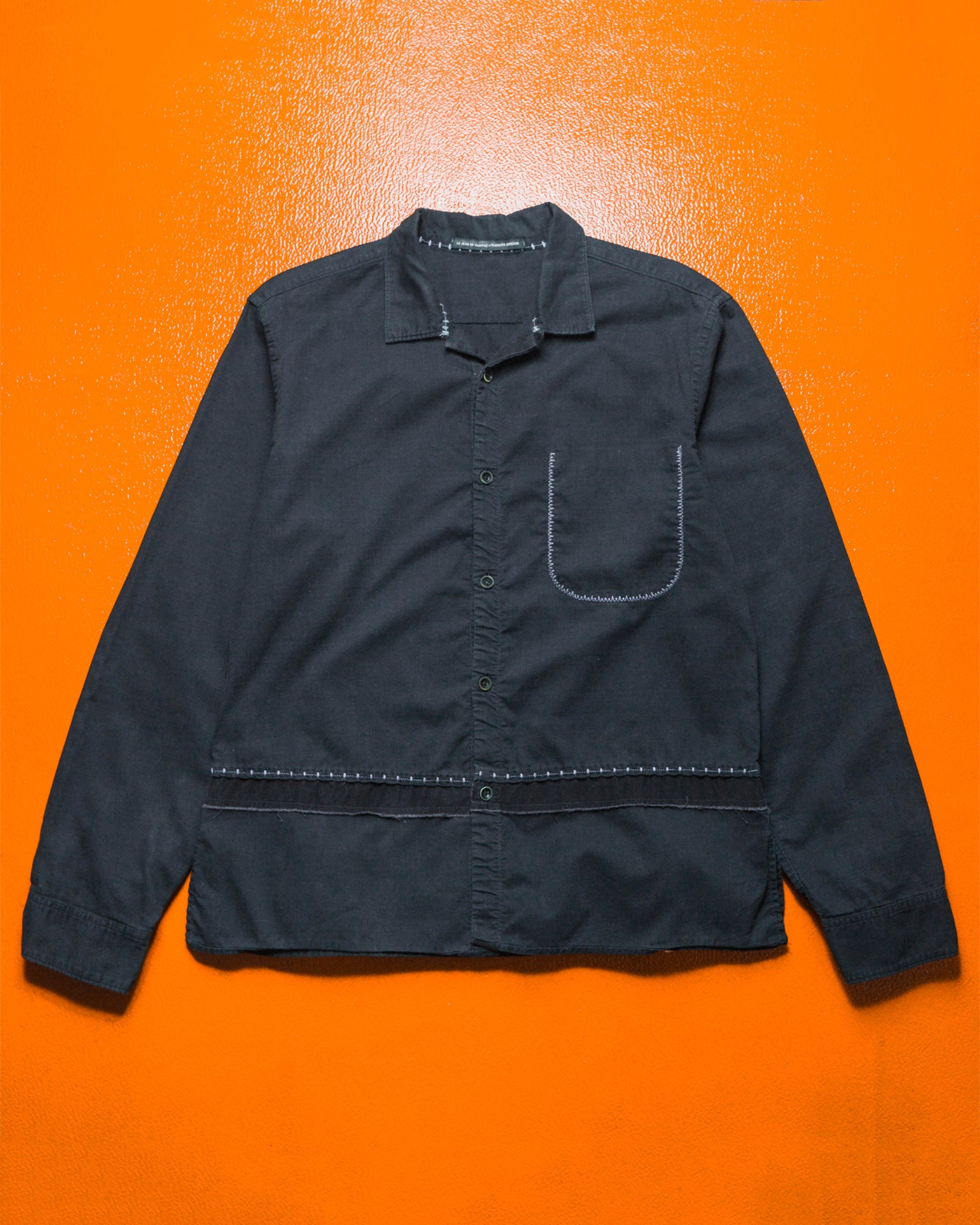 Reconstructed Style Corduroy Panelled Open Collar Longsleeve Shirt (~M~)